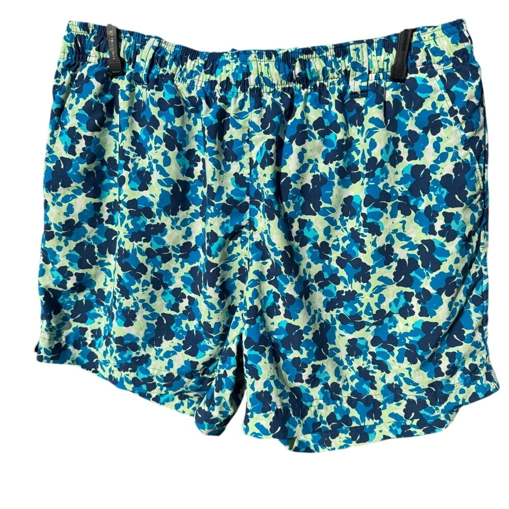 Columbia PFG Men's Swim Trunks‎ Size L Floral Print Blue Green Quick Dry